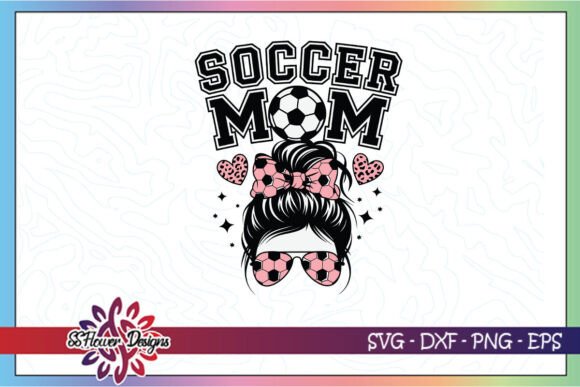 Soccer Mom Messy Bun Leopard Heart SVG for Crafts and Graphics