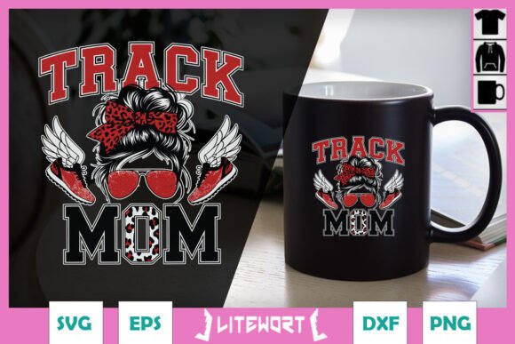 Track Mom Black Team Messy Bun SVG: A Graphics Asset for Crafts and Branding