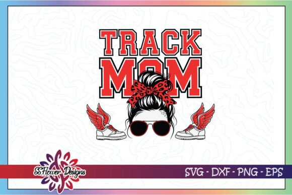 Track Mom Red and Black Team SVG Graphics in Crafts